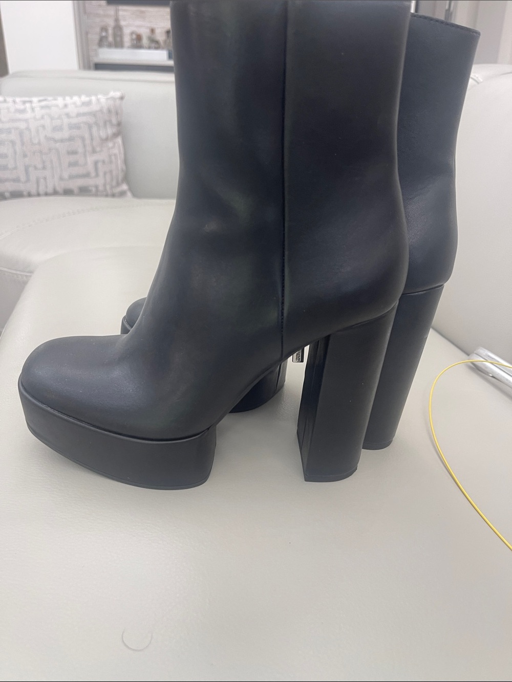 Zara Black Platform Block Heel Ankle Boots